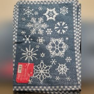 Blue tapestry winter holiday placemats